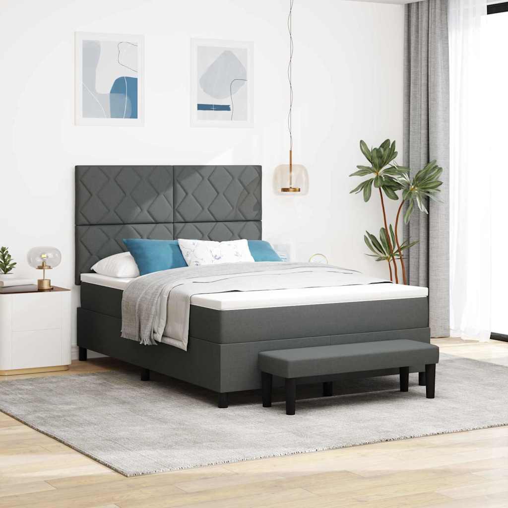 Boxspringbed met hoofdeinde Donkergrijs 140 x 200 cm Stof