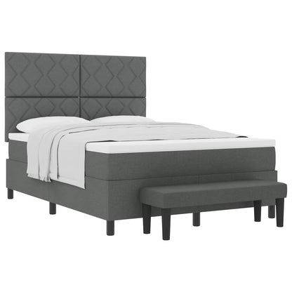Boxspringbed met hoofdeinde Donkergrijs 140 x 200 cm Stof