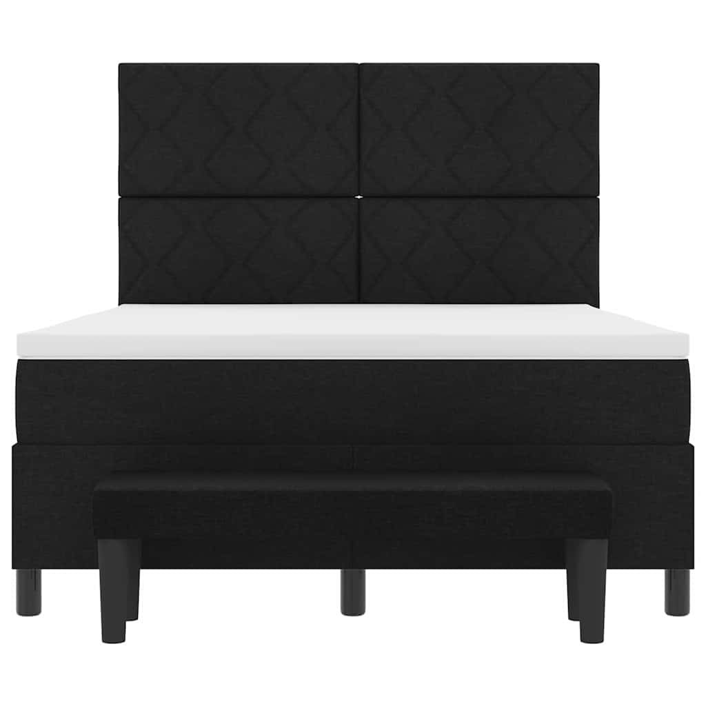 Boxspringbed met hoofdeinde Zwart 140 x 200 cm Stof