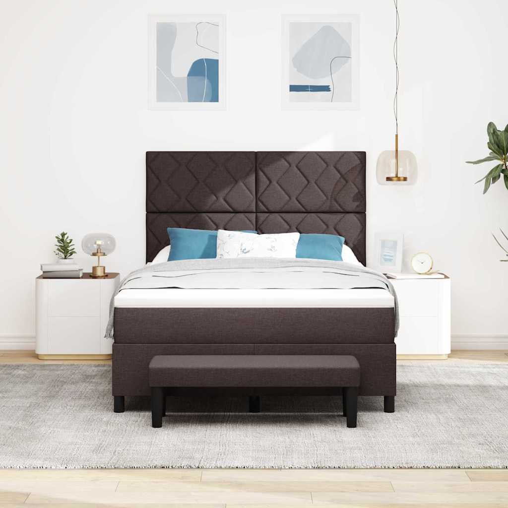 Boxspringbed met matras Donkerbruin 140 x 200 cm Stof
