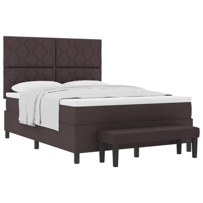 Boxspringbed met matras Donkerbruin 140 x 200 cm Stof