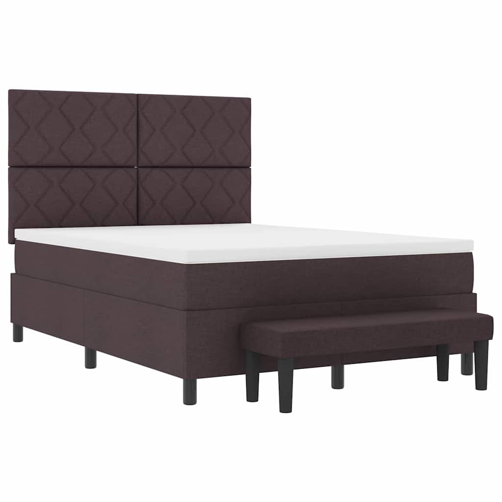 Boxspringbed met matras Donkerbruin 140 x 200 cm Stof