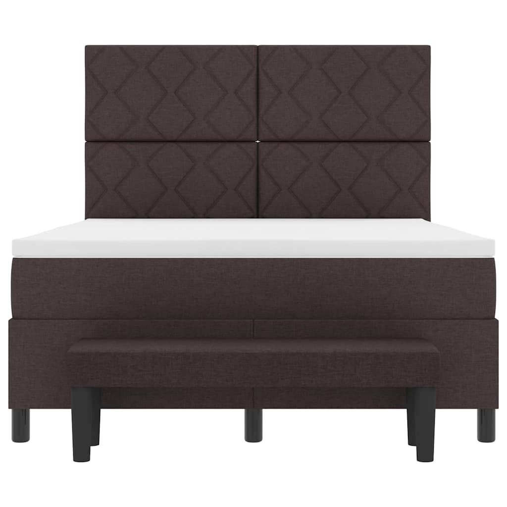 Boxspringbed met matras Donkerbruin 140 x 200 cm Stof