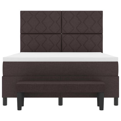 Boxspringbed met matras Donkerbruin 140 x 200 cm Stof