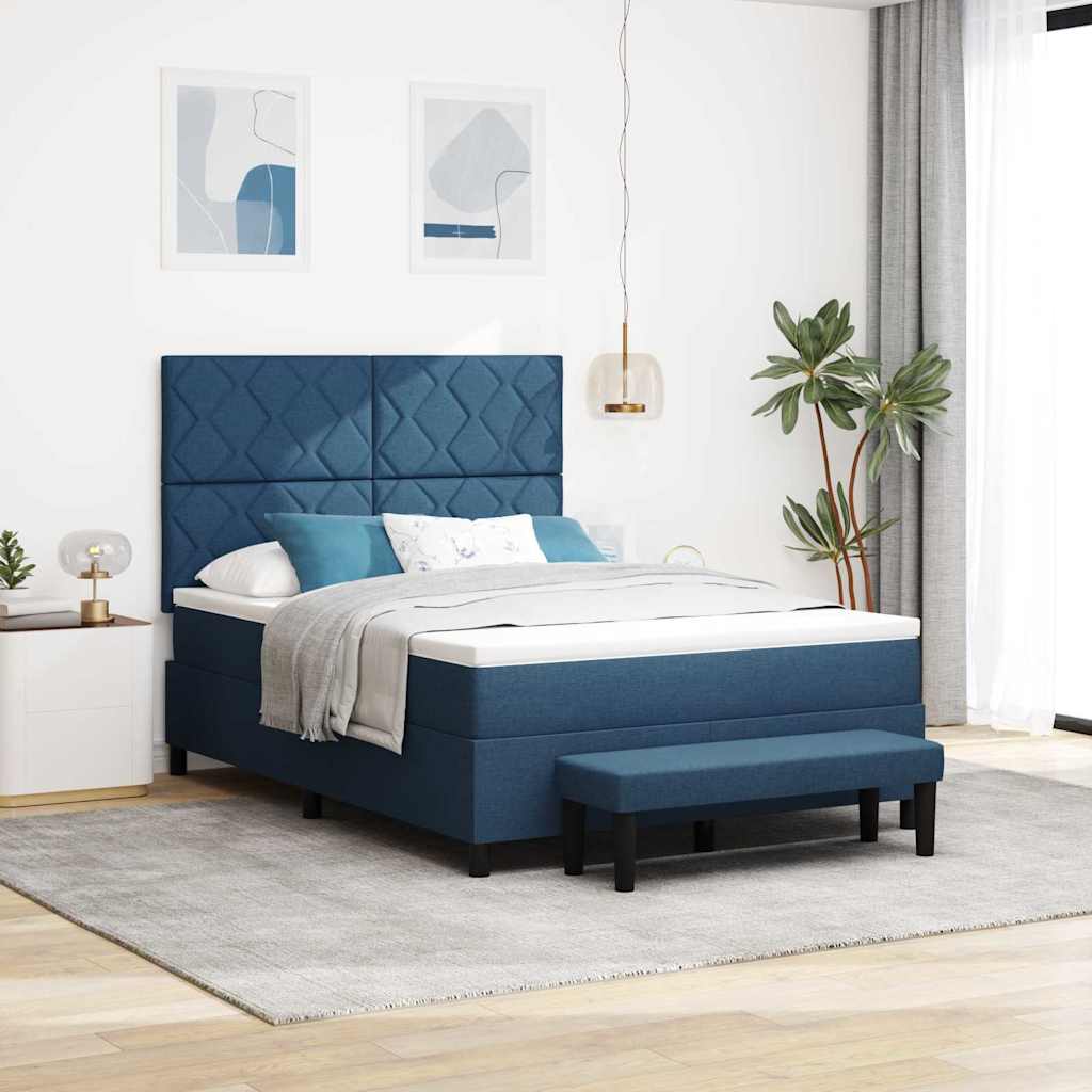 Boxspringbed met hoofdeinde Blauw 140 x 200 cm Stof