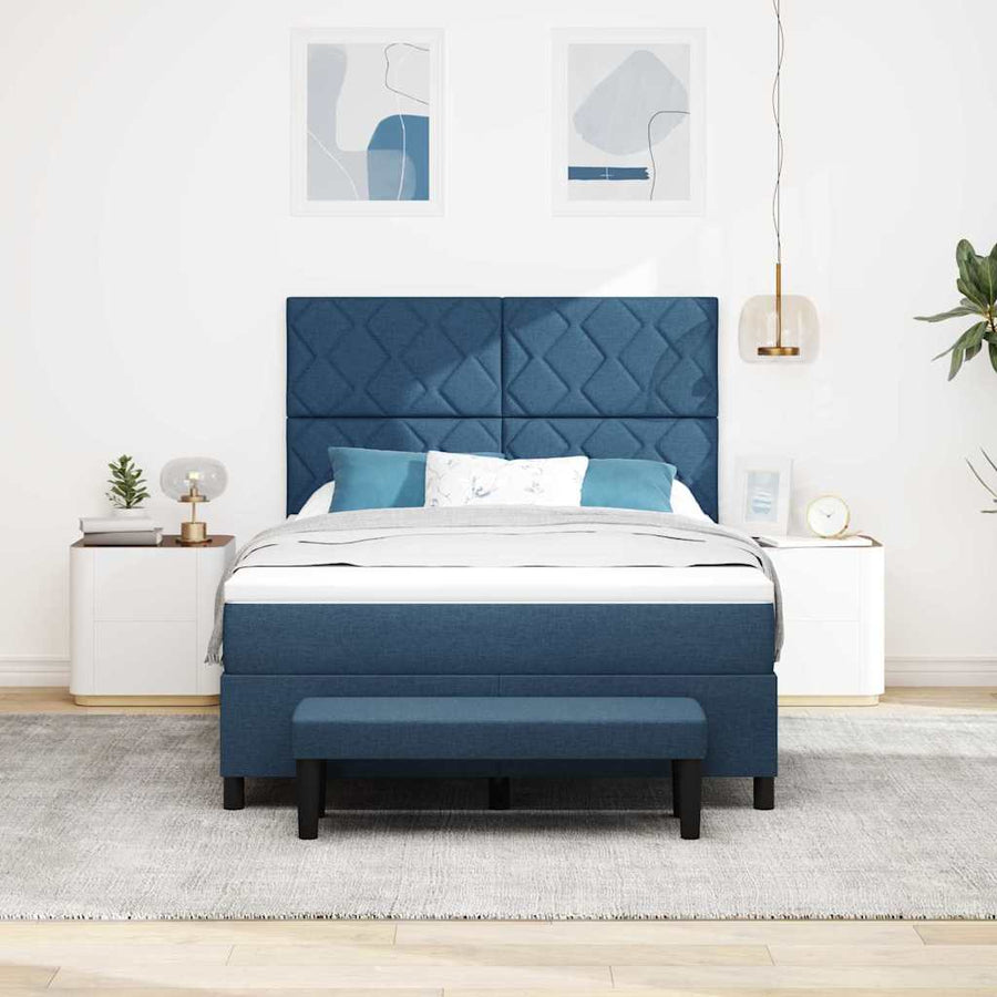 Boxspringbed met hoofdeinde Blauw 140 x 200 cm Stof