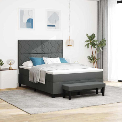 Boxspringbed met hoofdeinde Donkergrijs 160 x 200 cm Stof