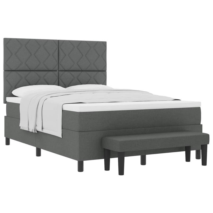 Boxspringbed met hoofdeinde Donkergrijs 160 x 200 cm Stof