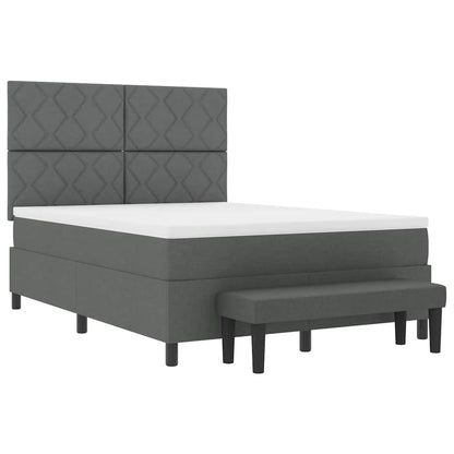 Boxspringbed met hoofdeinde Donkergrijs 160 x 200 cm Stof
