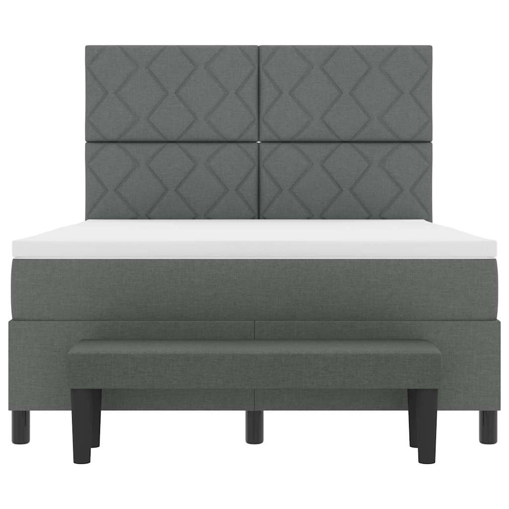Boxspringbed met hoofdeinde Donkergrijs 160 x 200 cm Stof