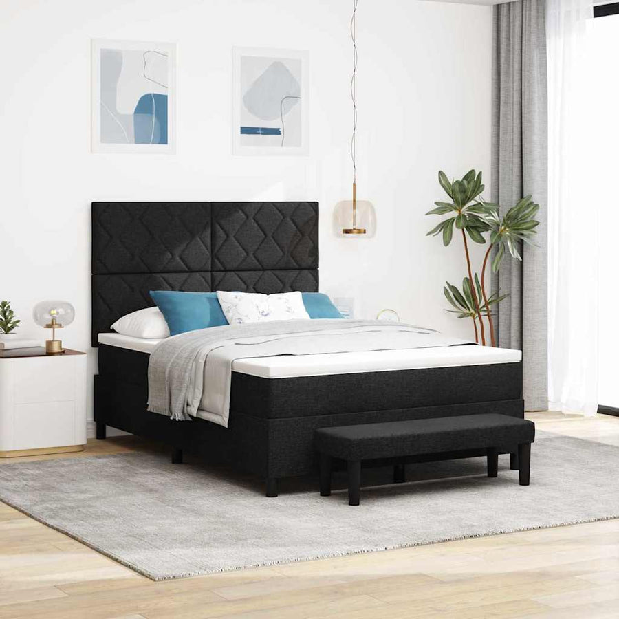 Boxspring bed met matras met hoofdeinde Zwart 160 x 200 cm Stof