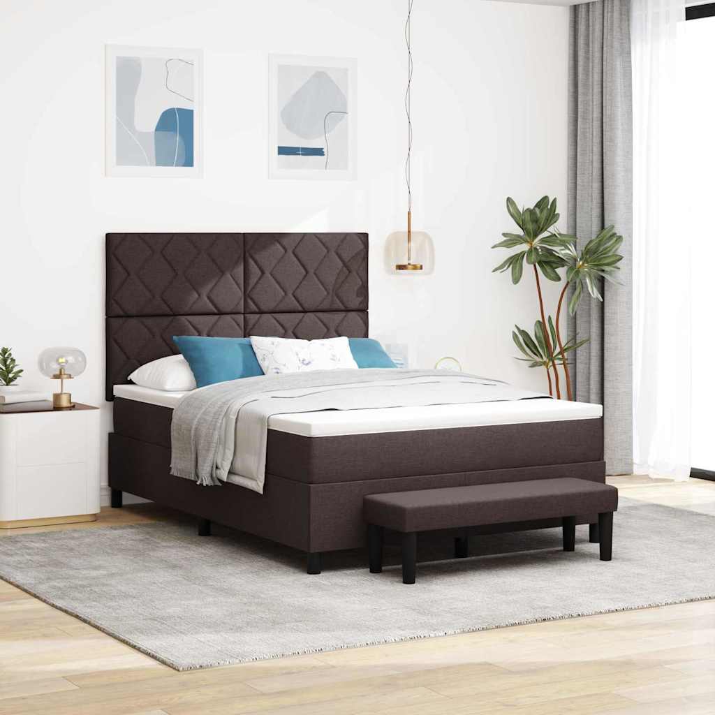 Boxspringbed met hoofdeinde Donkerbruin 160 x 200 cm Stof