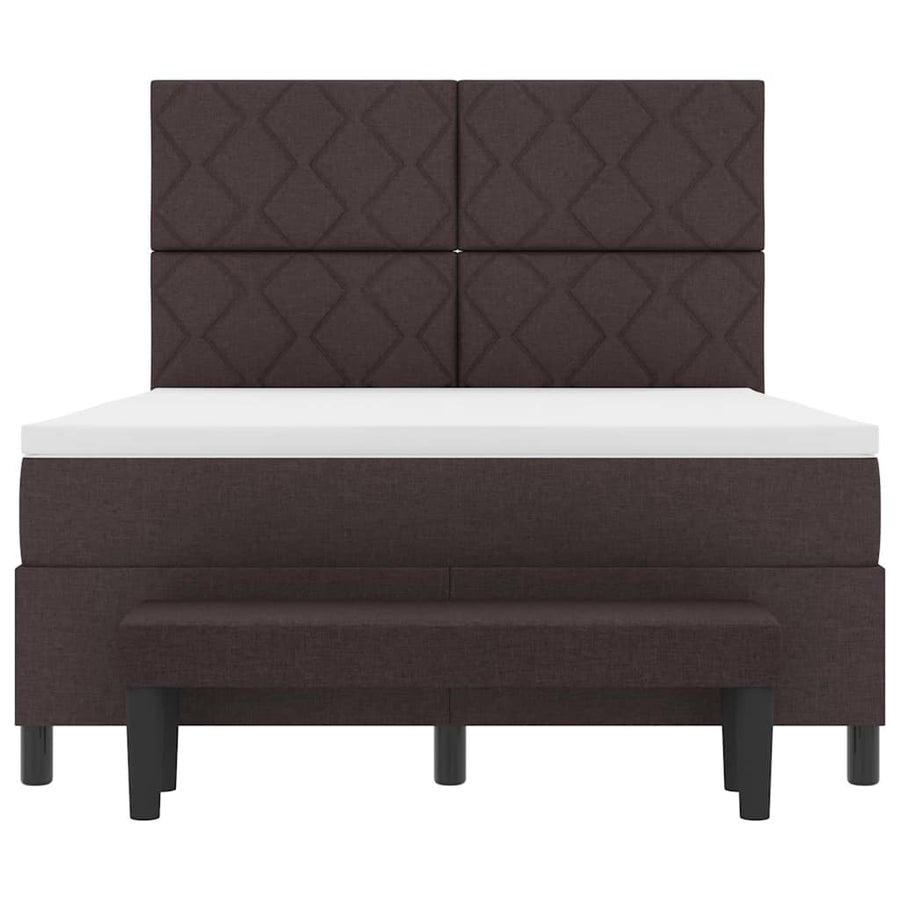 Boxspringbed met hoofdeinde Donkerbruin 160 x 200 cm Stof