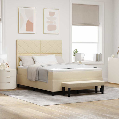 Boxspring bed met matras Crème 160 x 200 cm Stof & Bewerkt hout