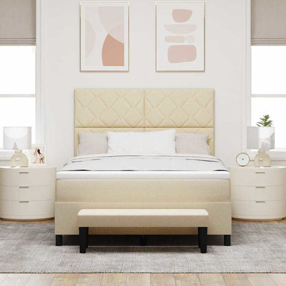 Boxspring bed met matras Crème 160 x 200 cm Stof & Bewerkt hout