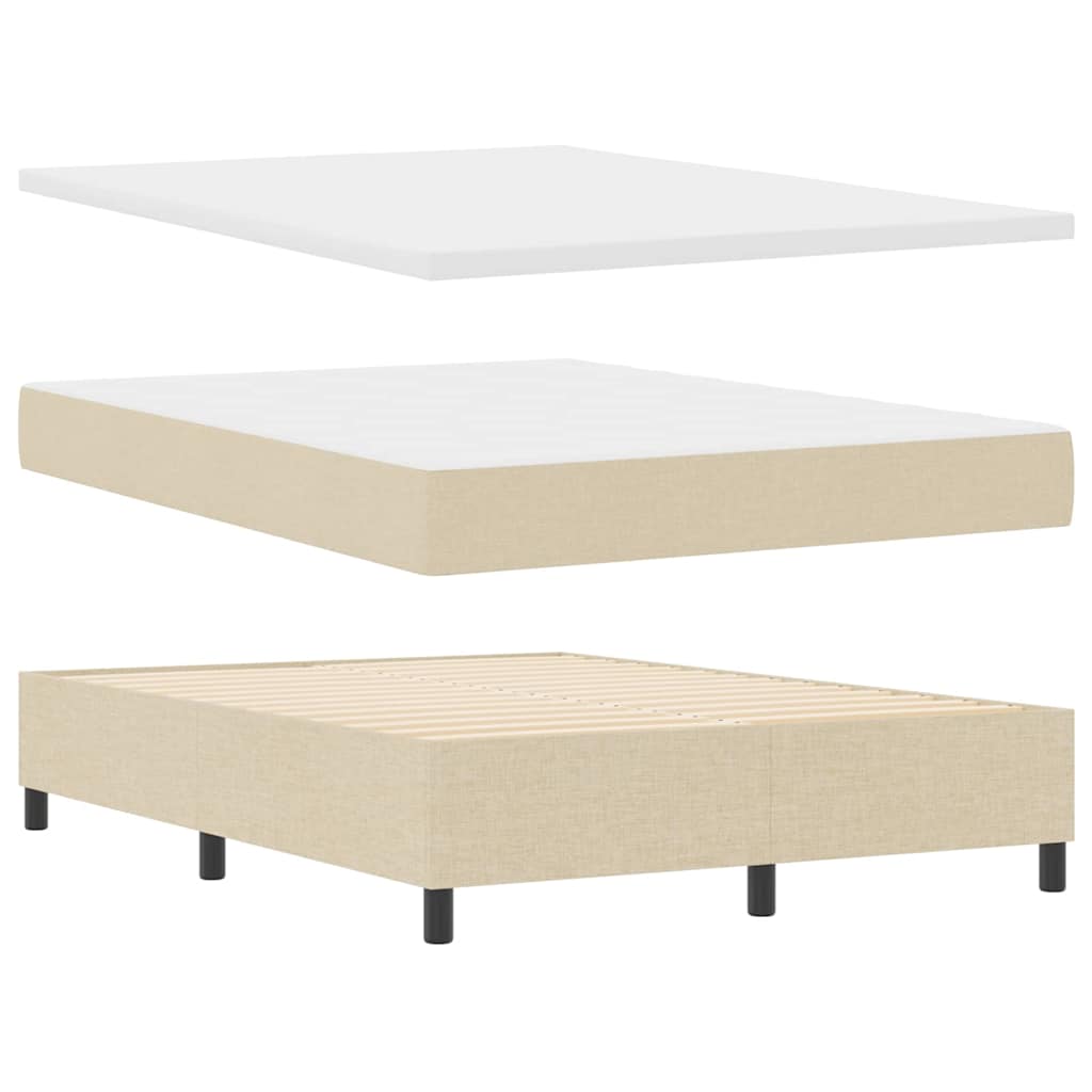 Boxspring bed met matras Crème 160 x 200 cm Stof & Bewerkt hout