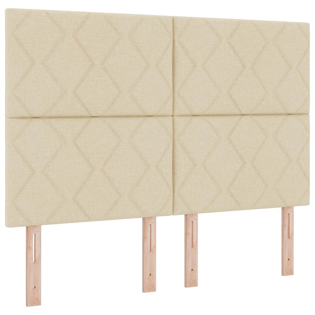 Boxspring bed met matras Crème 160 x 200 cm Stof & Bewerkt hout
