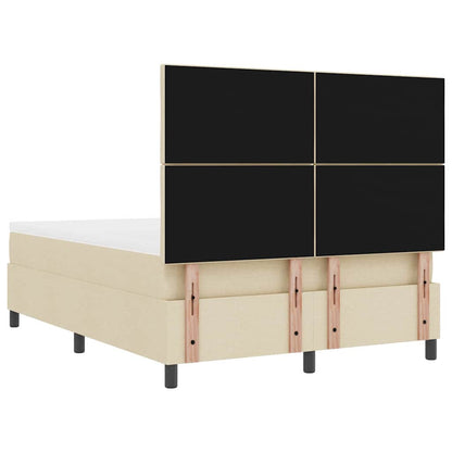 Boxspring bed met matras Crème 160 x 200 cm Stof & Bewerkt hout