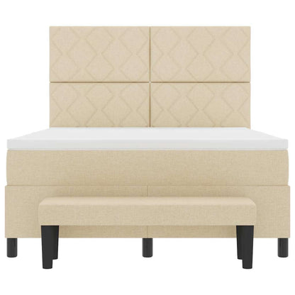 Boxspring bed met matras Crème 160 x 200 cm Stof & Bewerkt hout