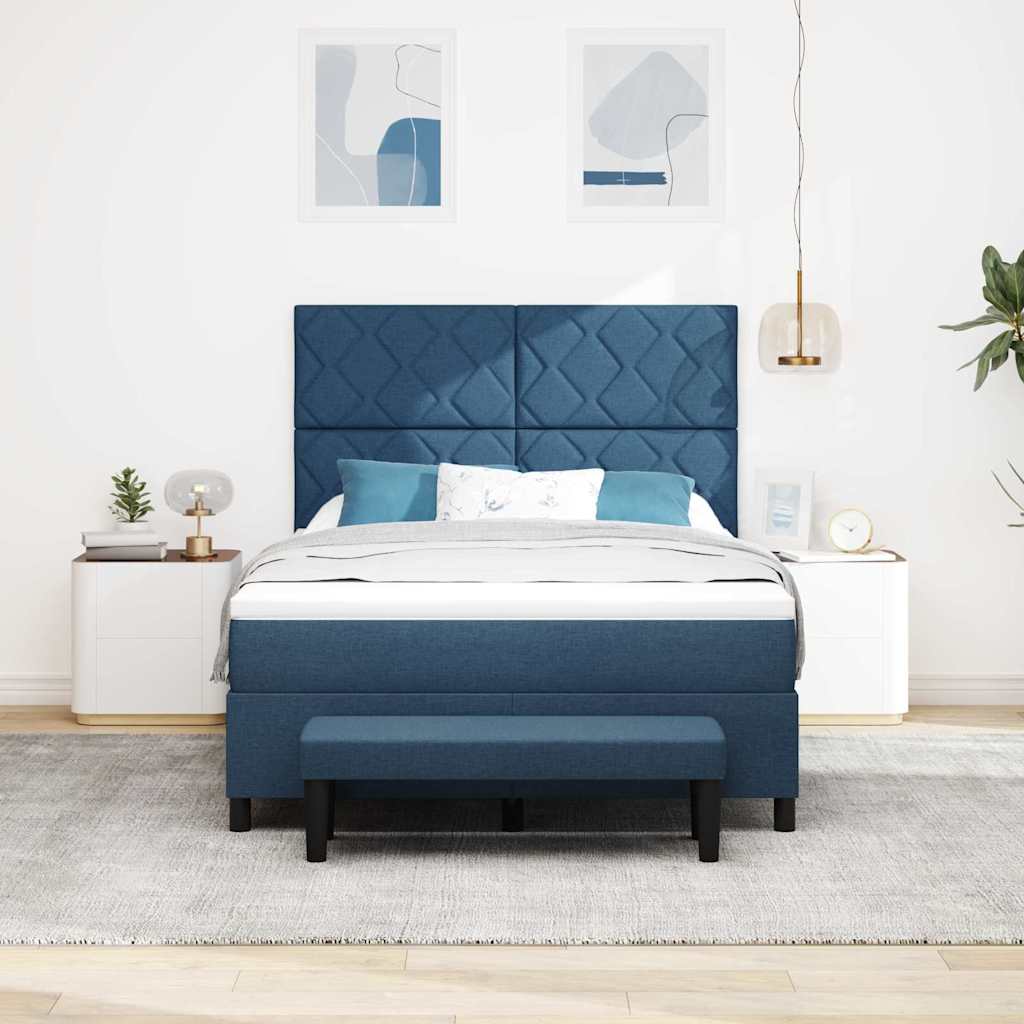 Boxspring bed met matras Blauw 160 x 200 cm Stof & Bewerkt hout
