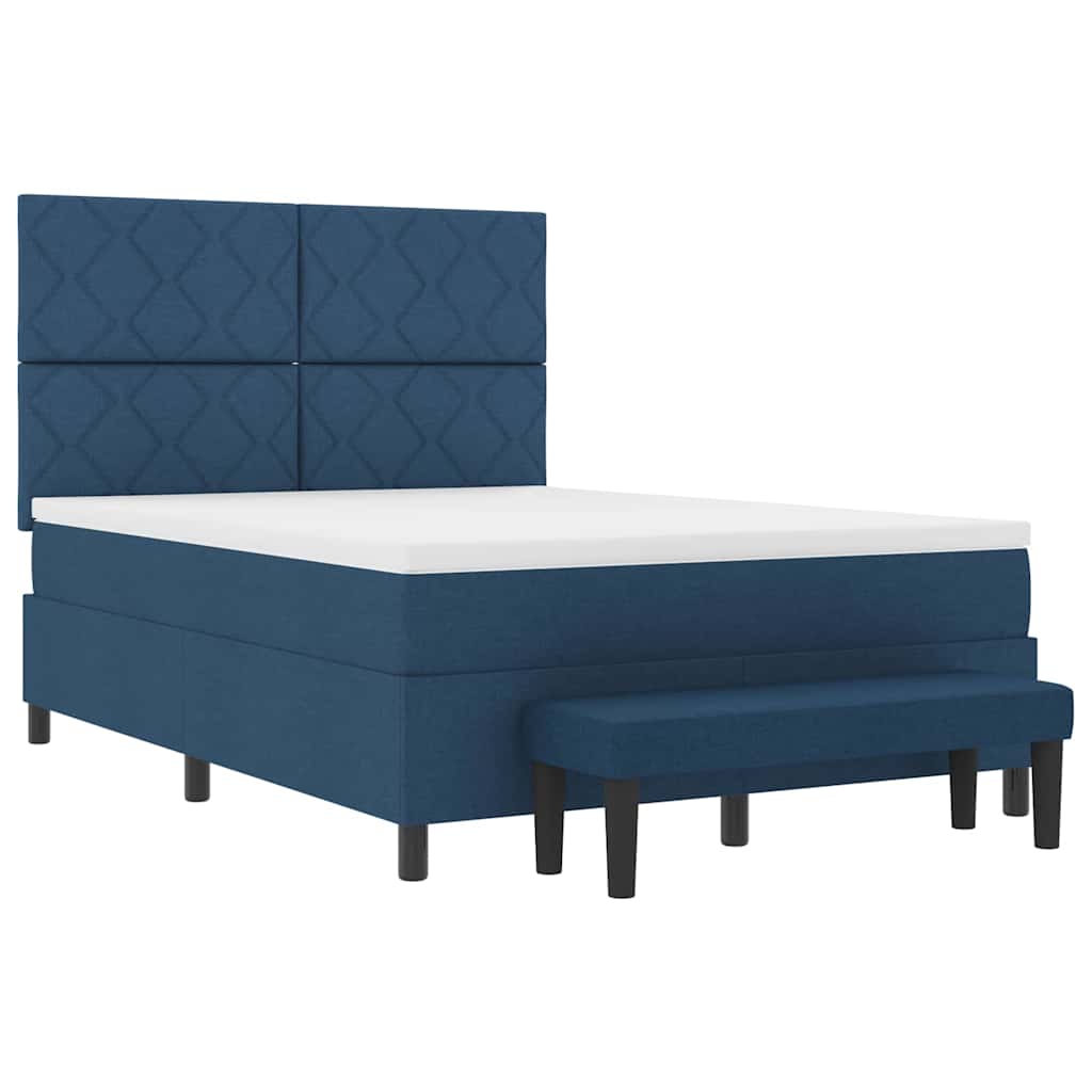 Boxspring bed met matras Blauw 160 x 200 cm Stof & Bewerkt hout
