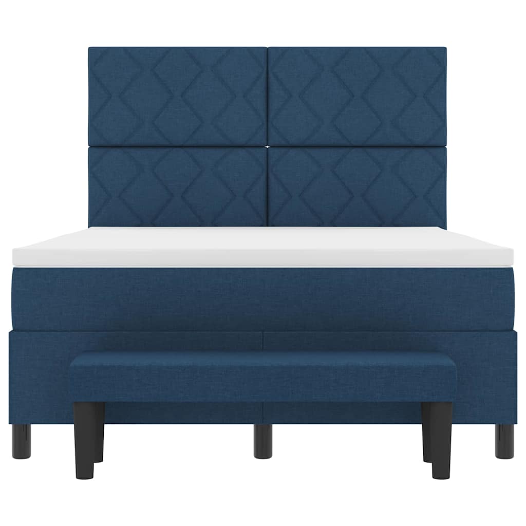 Boxspring bed met matras Blauw 160 x 200 cm Stof & Bewerkt hout