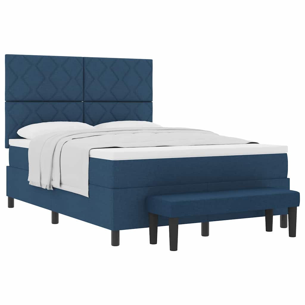Boxspring bed met matras Blauw 160 x 200 cm Stof & Bewerkt hout