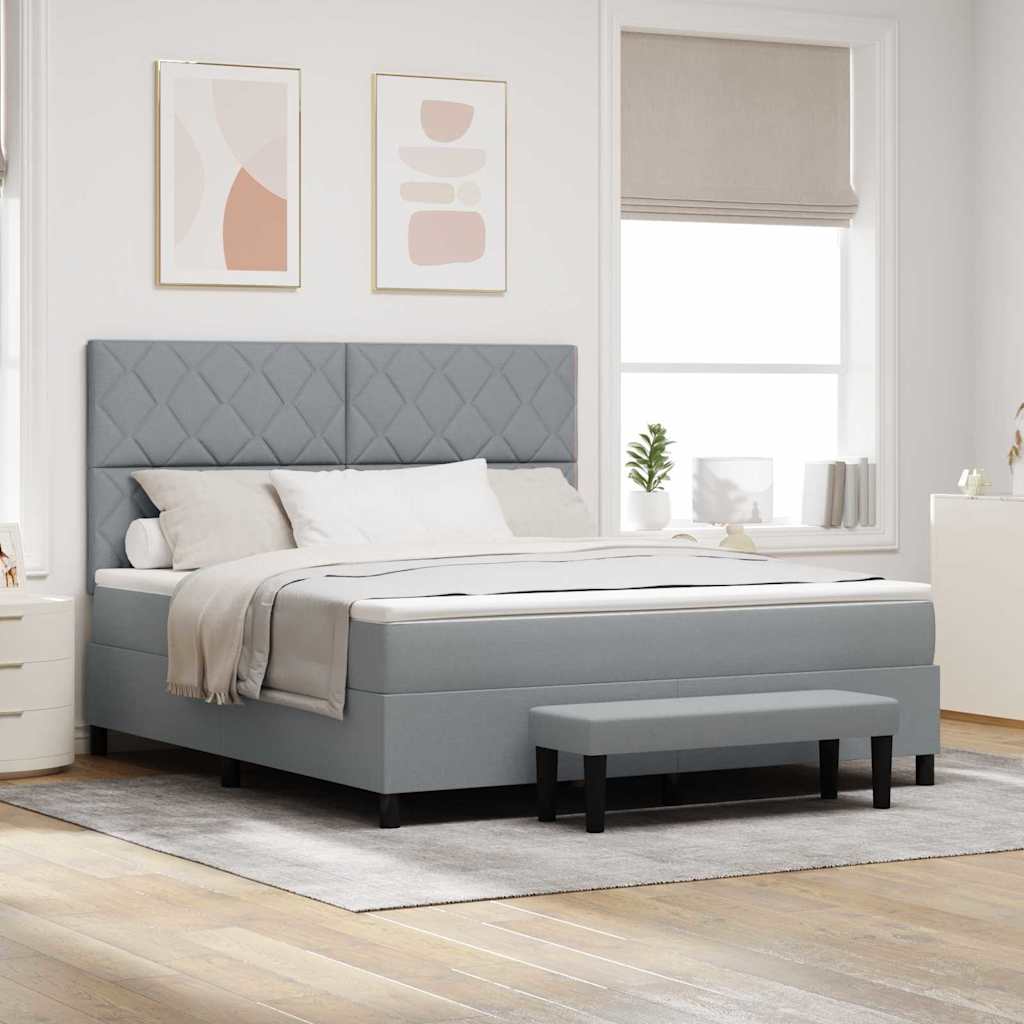 Boxspringbed met hoofdeinde Lichtgrijs 180 x 200 cm Stof