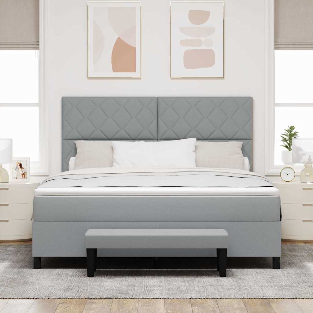 Boxspringbed met hoofdeinde Lichtgrijs 180 x 200 cm Stof