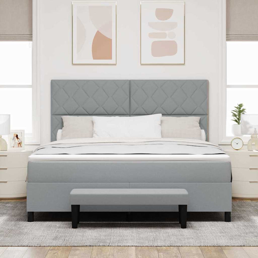 Boxspringbed met hoofdeinde Lichtgrijs 180 x 200 cm Stof