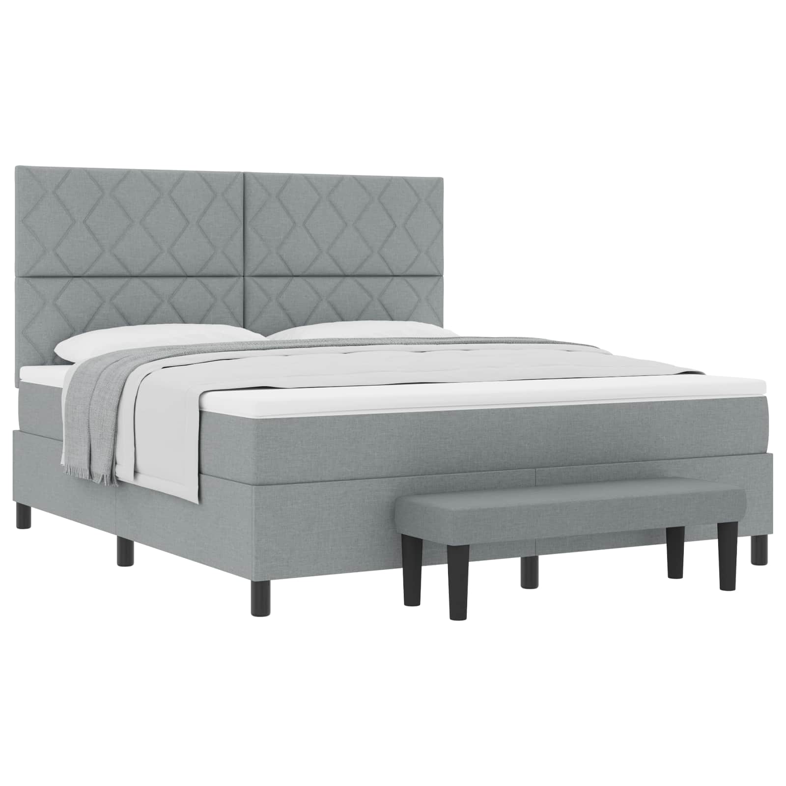 Boxspringbed met hoofdeinde Lichtgrijs 180 x 200 cm Stof