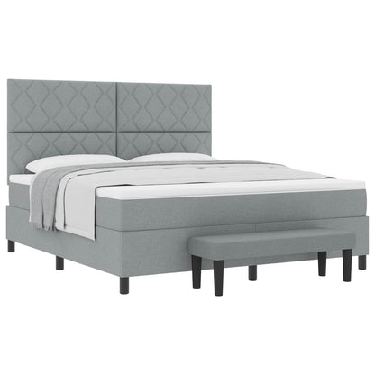 Boxspringbed met hoofdeinde Lichtgrijs 180 x 200 cm Stof