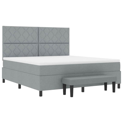 Boxspringbed met hoofdeinde Lichtgrijs 180 x 200 cm Stof
