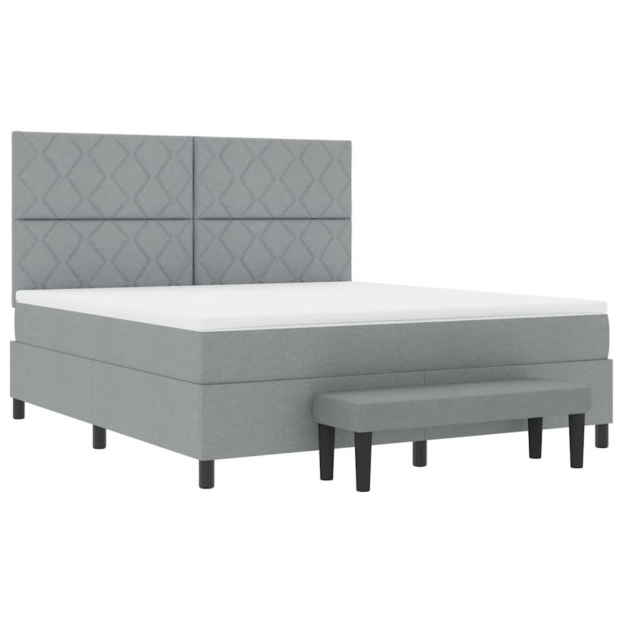 Boxspringbed met hoofdeinde Lichtgrijs 180 x 200 cm Stof