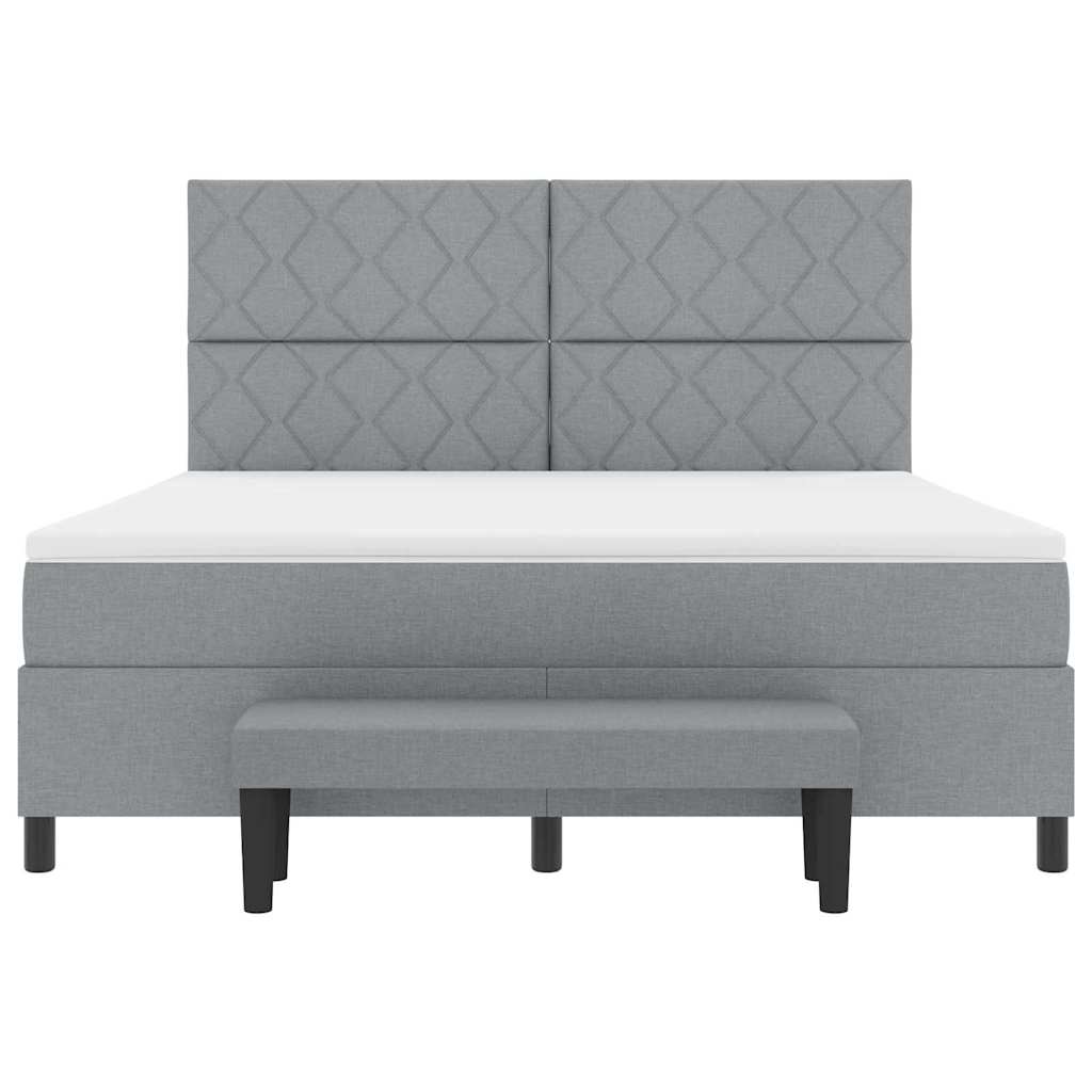 Boxspringbed met hoofdeinde Lichtgrijs 180 x 200 cm Stof