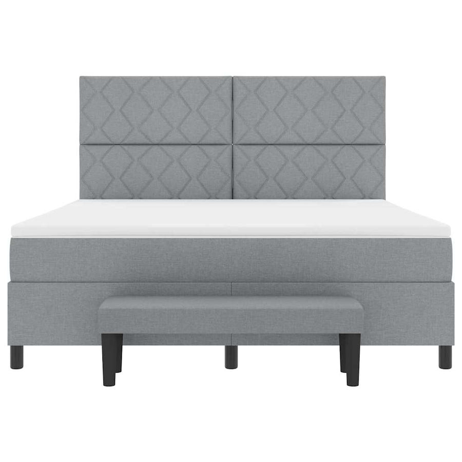 Boxspringbed met hoofdeinde Lichtgrijs 180 x 200 cm Stof