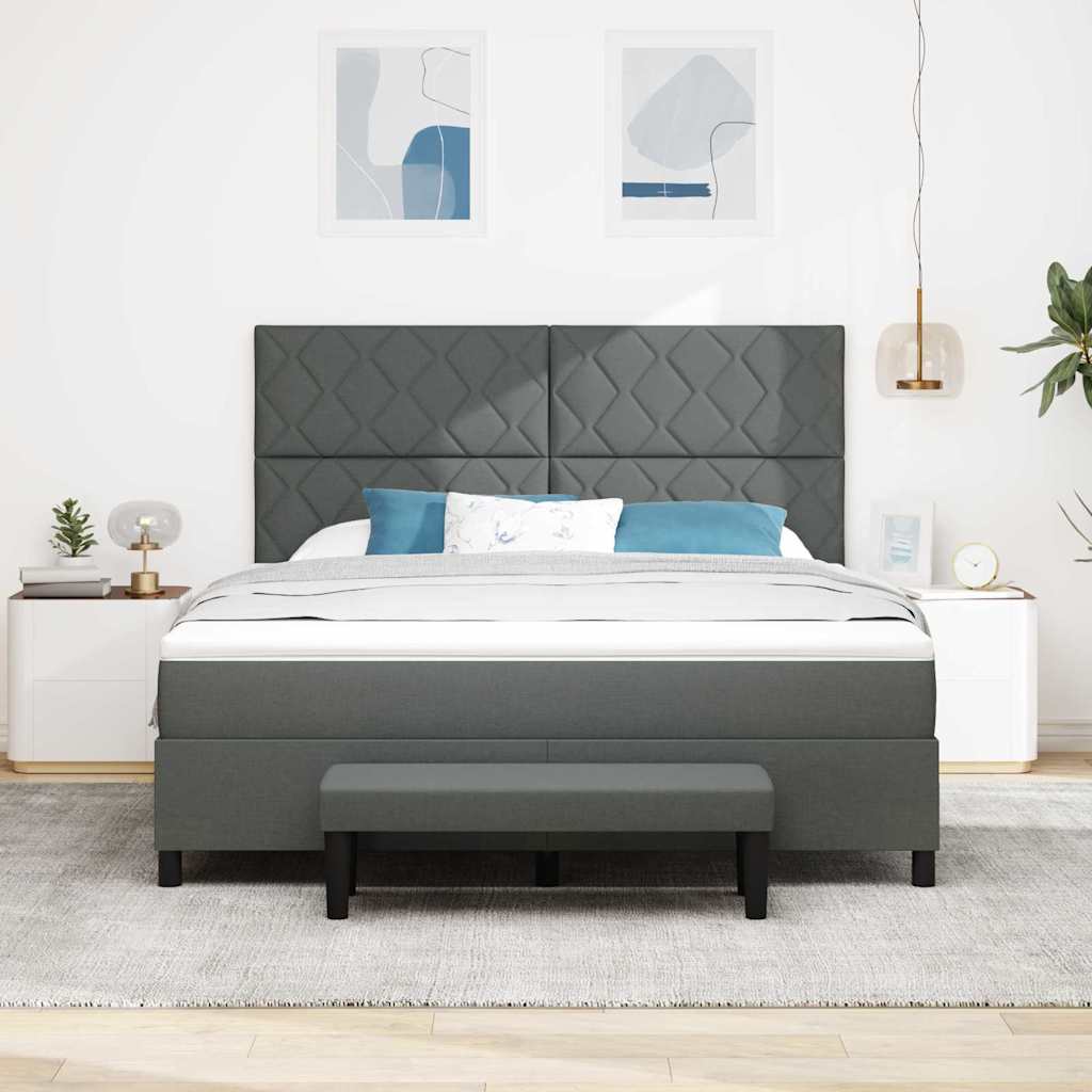 Boxspringbed met hoofdeinde Donkergrijs 180 x 200 cm Stof