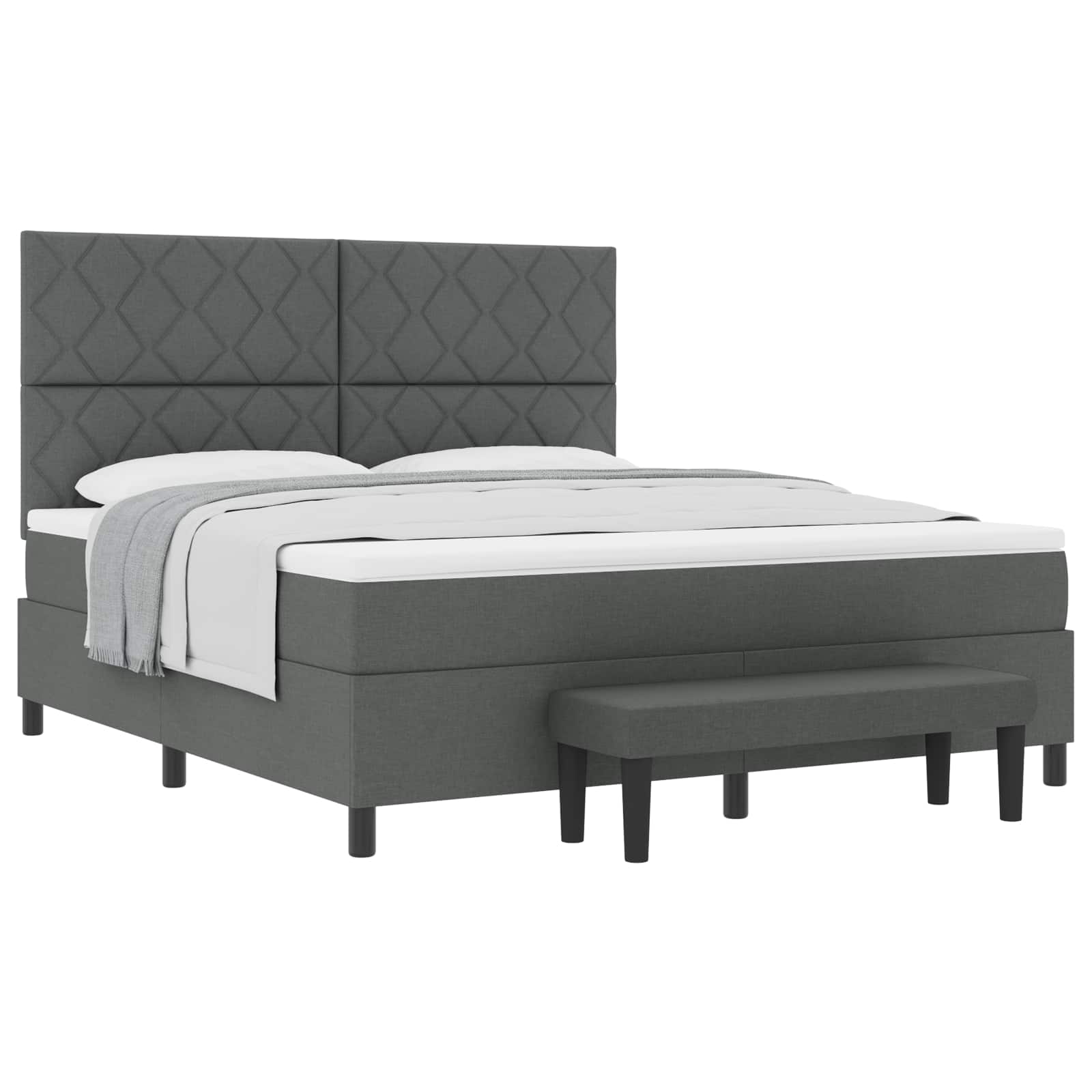 Boxspringbed met hoofdeinde Donkergrijs 180 x 200 cm Stof