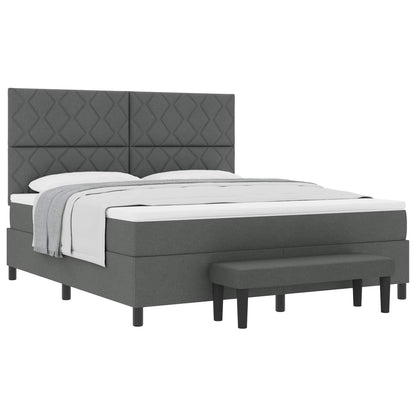 Boxspringbed met hoofdeinde Donkergrijs 180 x 200 cm Stof