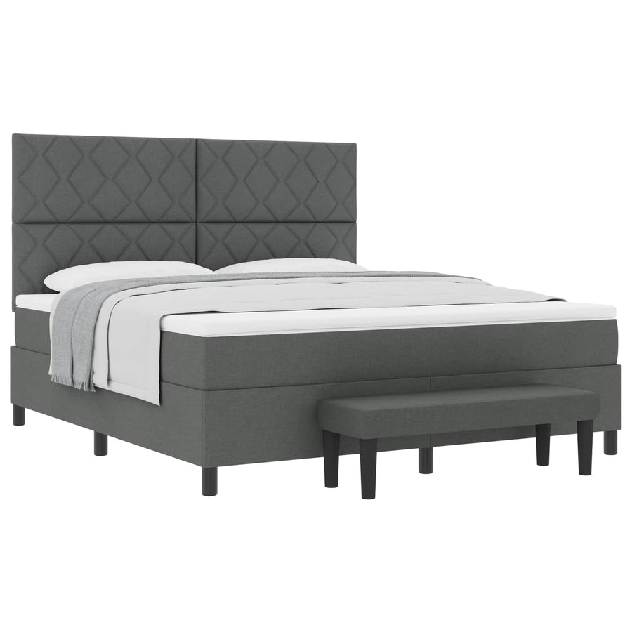 Boxspringbed met hoofdeinde Donkergrijs 180 x 200 cm Stof