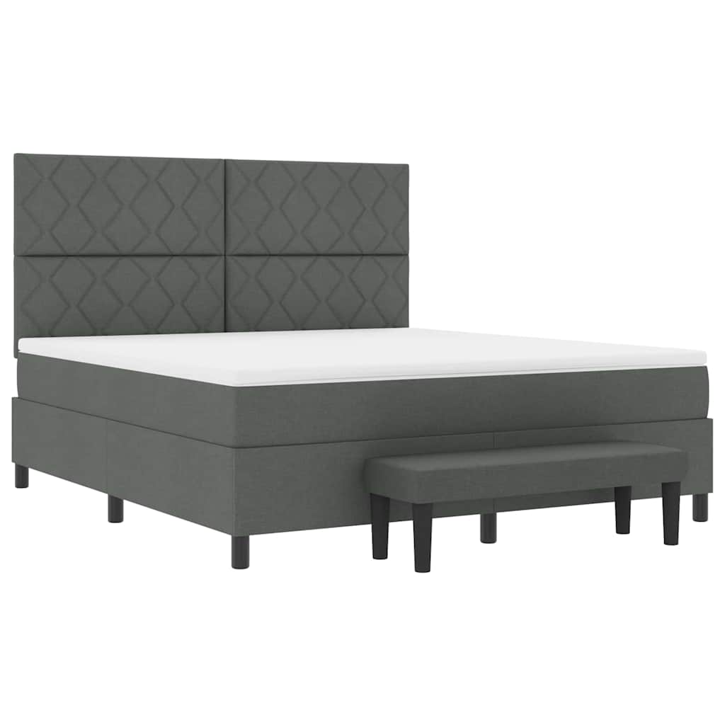 Boxspringbed met hoofdeinde Donkergrijs 180 x 200 cm Stof
