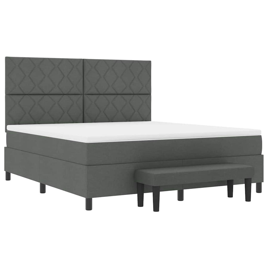 Boxspringbed met hoofdeinde Donkergrijs 180 x 200 cm Stof