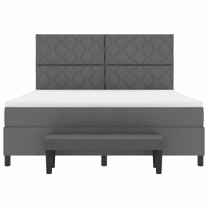 Boxspringbed met hoofdeinde Donkergrijs 180 x 200 cm Stof