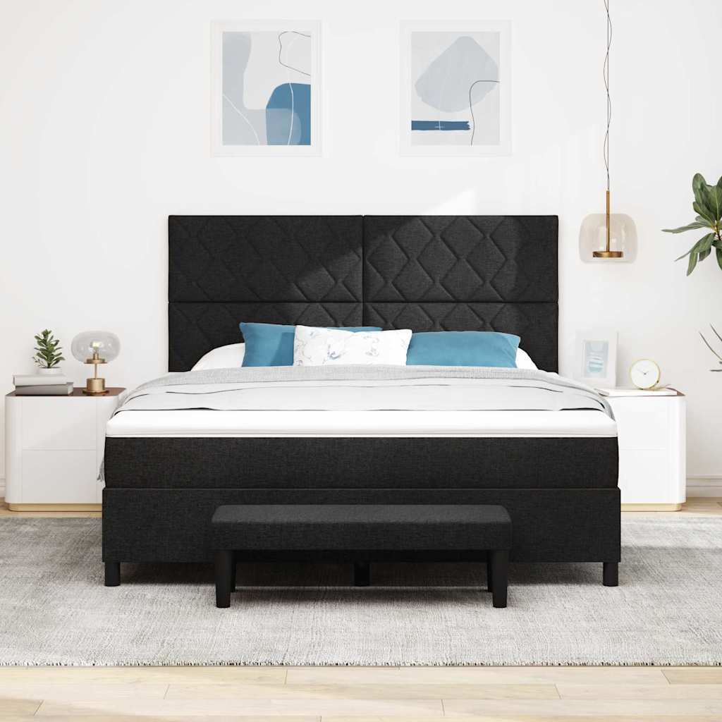 Boxspringbed met hoofdeinde Zwart 180 x 200 cm Stof