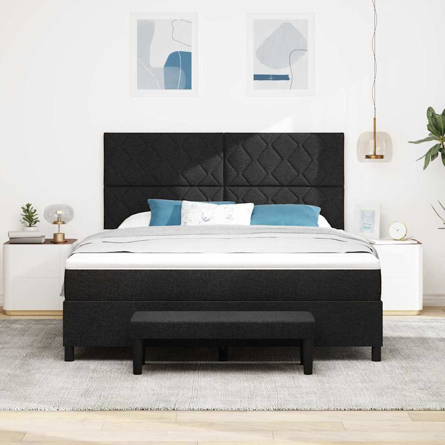 Boxspringbed met hoofdeinde Zwart 180 x 200 cm Stof