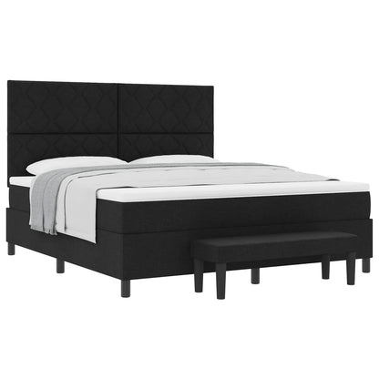 Boxspringbed met hoofdeinde Zwart 180 x 200 cm Stof