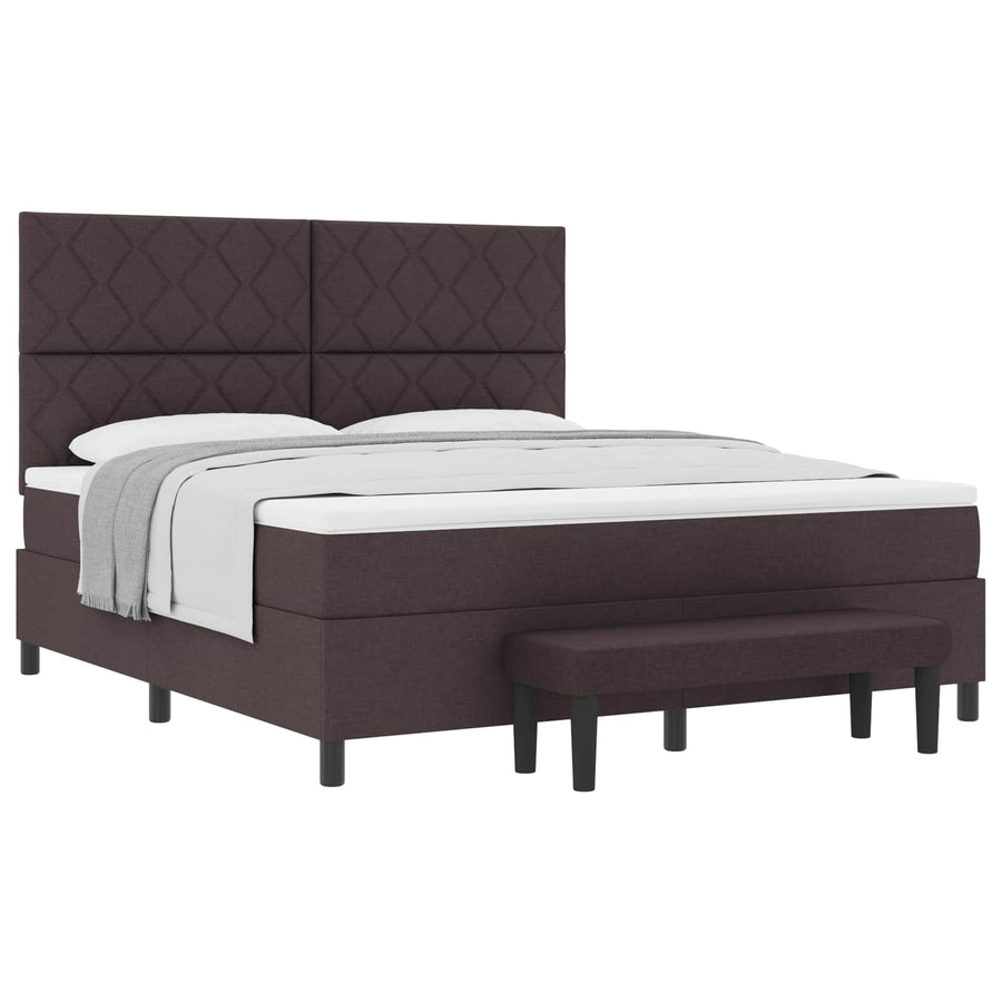 Boxspringbed met hoofdeinde Donkerbruin 180 x 200 cm Stof