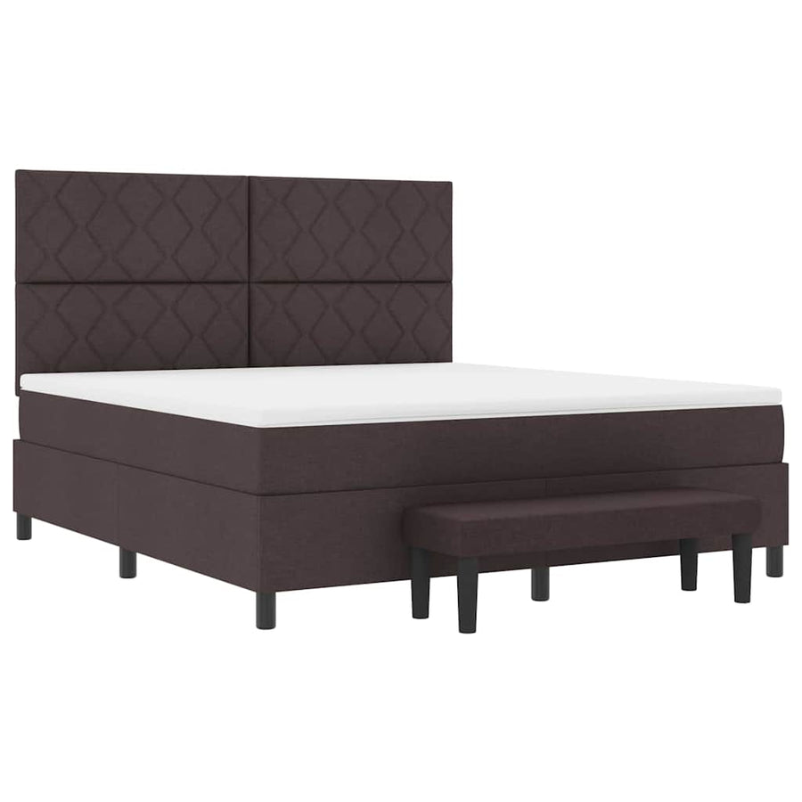 Boxspringbed met hoofdeinde Donkerbruin 180 x 200 cm Stof