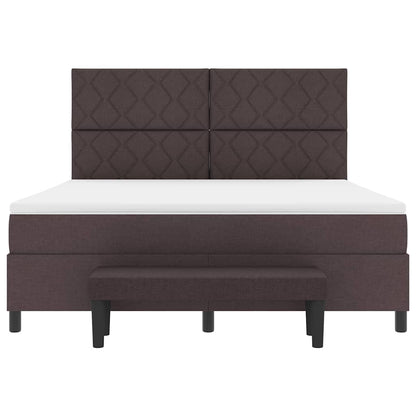 Boxspringbed met hoofdeinde Donkerbruin 180 x 200 cm Stof