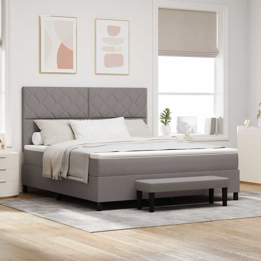 Boxspringbed met hoofdeinde Taupe 180 x 200 cm Stof